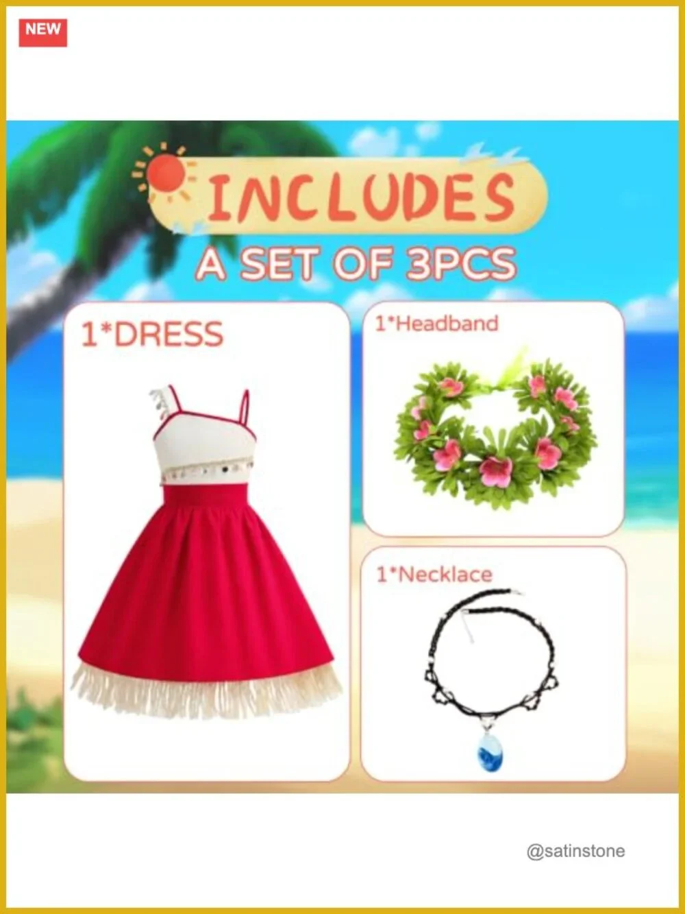 Girls Princess Costume Dress Set with Crown and Necklace, Kids Halloween Dress